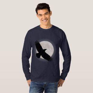 T-shirt Corvo do vôo com a lua atrás dela
