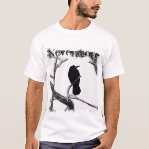 T-shirt Corvo Edgar Allan Poe do inverno de B&W nunca mais
