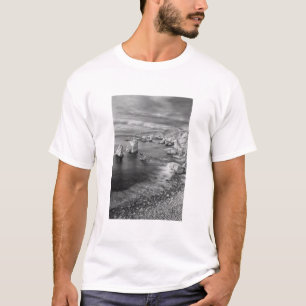 T-shirt Costa litoral da praia em preto e branco, Califórn