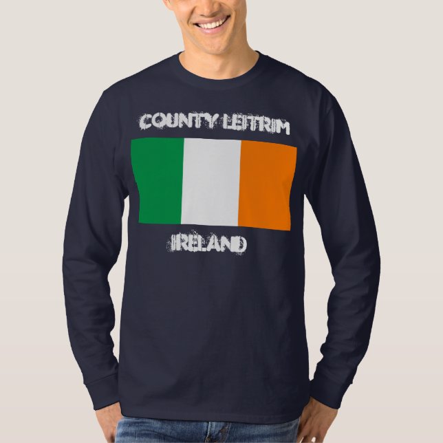 T-shirt County Leitrim, Irlanda com pavilhão irlandês (Frente)