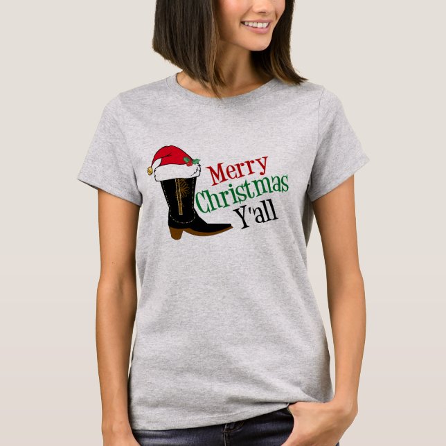 T-shirt Cowboy Feliz Natal Yall (Frente)