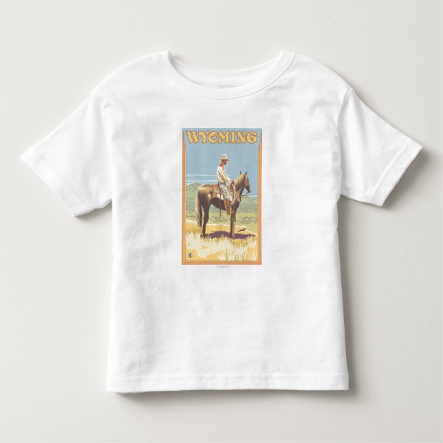 T-shirt Cowboy (Vista lateral)Wyoming (Frente)