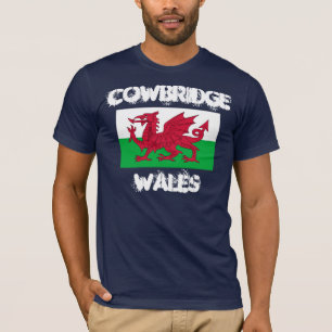 T-shirt Cowbridge, País de Gales com bandeira galesa