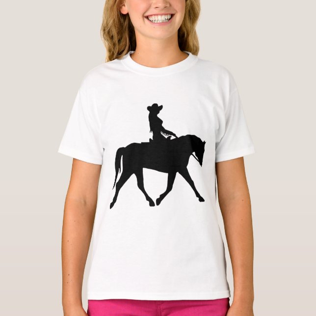 T-shirt Cowgirl cavalgando seu cavalo (Frente)
