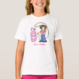 T-shirt Cowgirl Roper 6 Birthday Personalizada