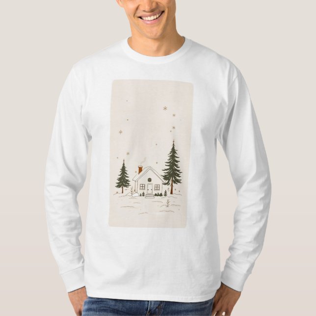 T-Shirt Cozy Winter Cabin Long Sleeve (Frente)