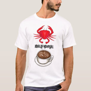 T-shirt Crabby Antes Do Café Red Crab Maryland Engraçado C