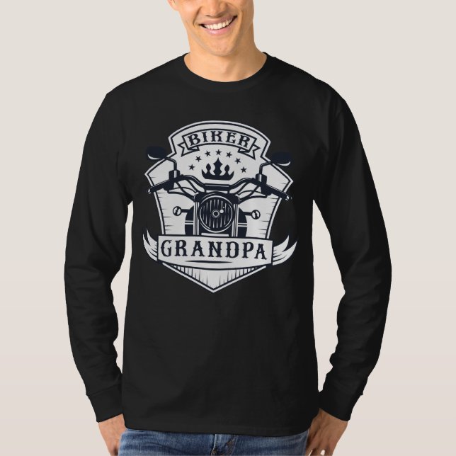 T-shirt Crachá Biker Grandpa Motorcycle Rider (Frente)