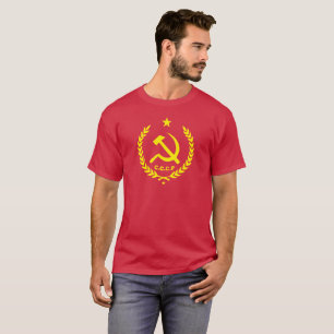 T-shirt Crachá comunista do martelo e da foice de CCCP