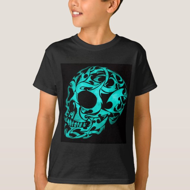 T-shirt crânio 3D gótico (Frente)