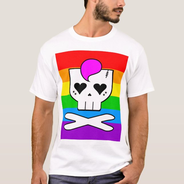 T-shirt Crânio Arco-íris Kawaii Rave (Frente)