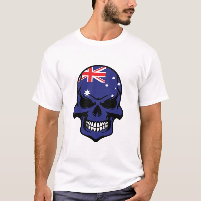 T-shirt Crânio australiano da bandeira (Frente)