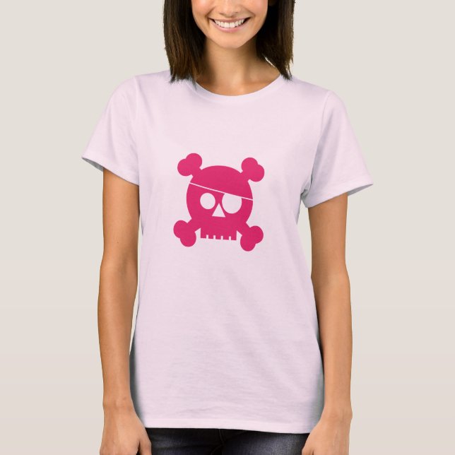 T-shirt Crânio cor-de-rosa do pirata (Frente)