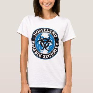 T-shirt Crânio da segurança do zombi da pátria - azul
