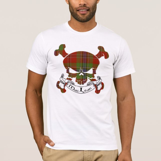 T-shirt Crânio de MacLean Tartan (Frente)