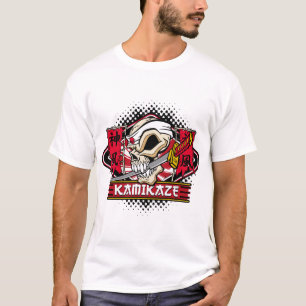 T-shirt Crânio do Kamikaze com espada japonesa