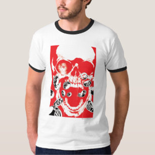 T-shirt Crânio e anéis - vermelho