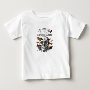 T-shirt crânio e borboletas do Halloween, uma vintagem mod