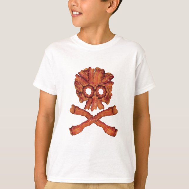 T-shirt Crânio e Crossbones do bacon (Frente)