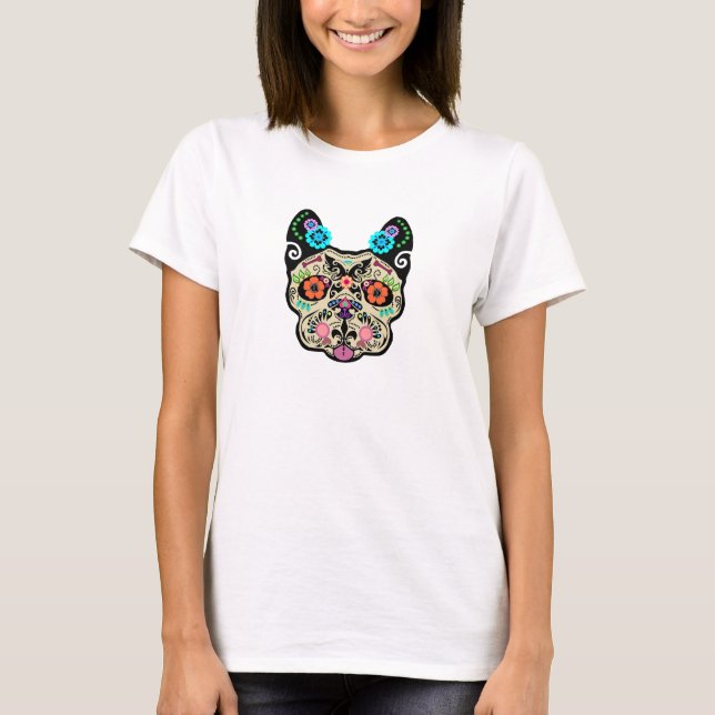 T-shirt Crânio Frenchie do açúcar (Frente)
