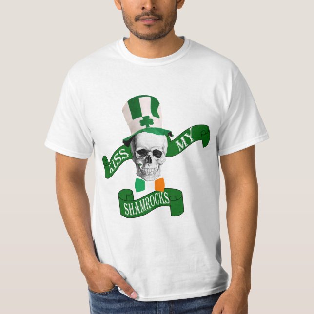T-shirt Crânio gótico engraçado Dia de São Patrício irland (Frente)