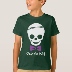 T-shirt Cranio Kid Boy Skull com Bowtie Roxo