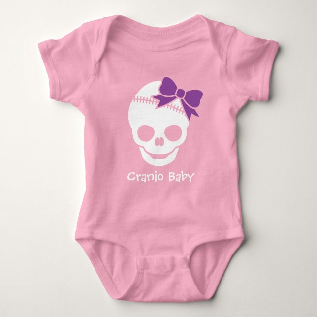 T-shirt Cranio Kid Girl Skull com Arco roxo (Frente)