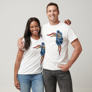 T-shirt Crânio na cama de diâmetro azul de los muertos
