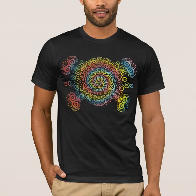 T-shirt Crânio tingido em nó do açúcar (Frente)