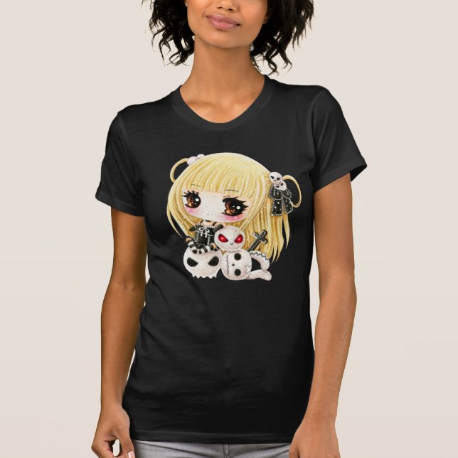 T-shirt Crânios bonitos da menina e do kawaii do chibi (Frente)