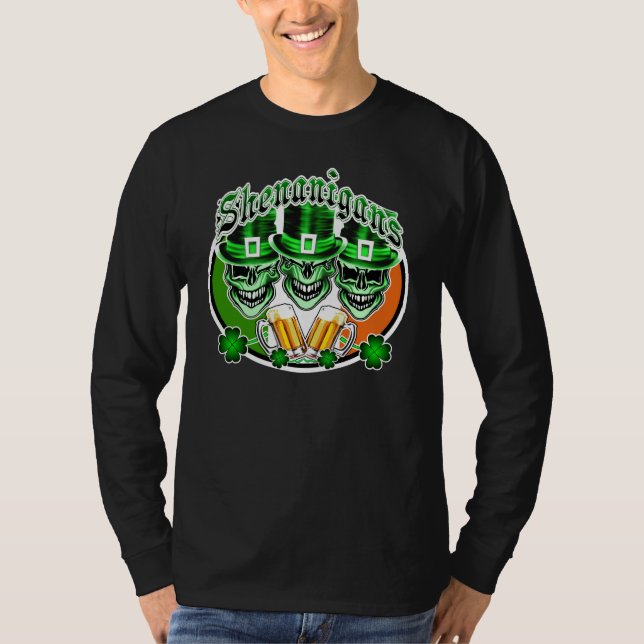 T-shirt Crânios irlandeses de riso do Leprechaun: (Frente)