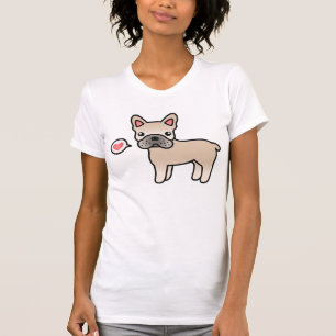 T-shirt Cream Cartoon French Buldog Love