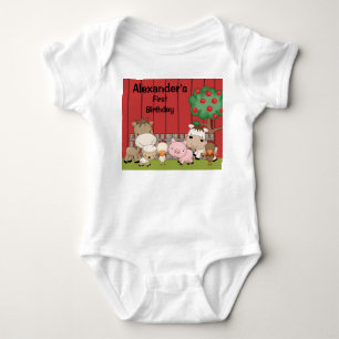 T-shirt Creeper da criança dos amigos do Barnyard do beb