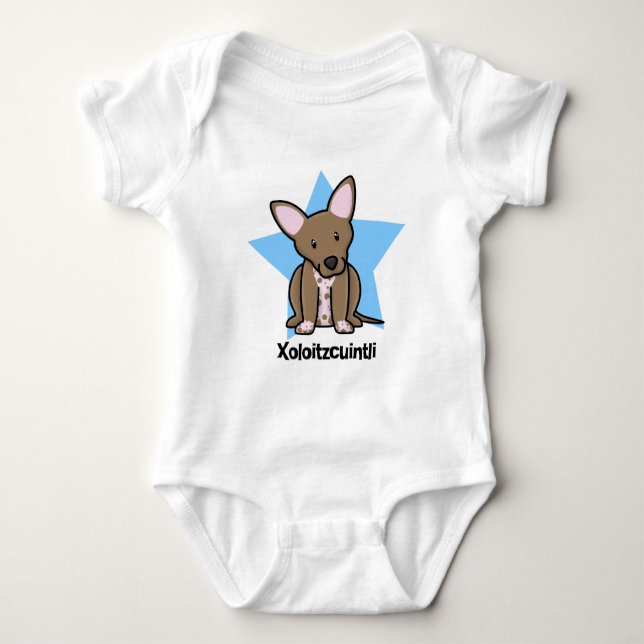 T-shirt Creeper do bebê de Xoloitzcuintli da estrela de (Frente)