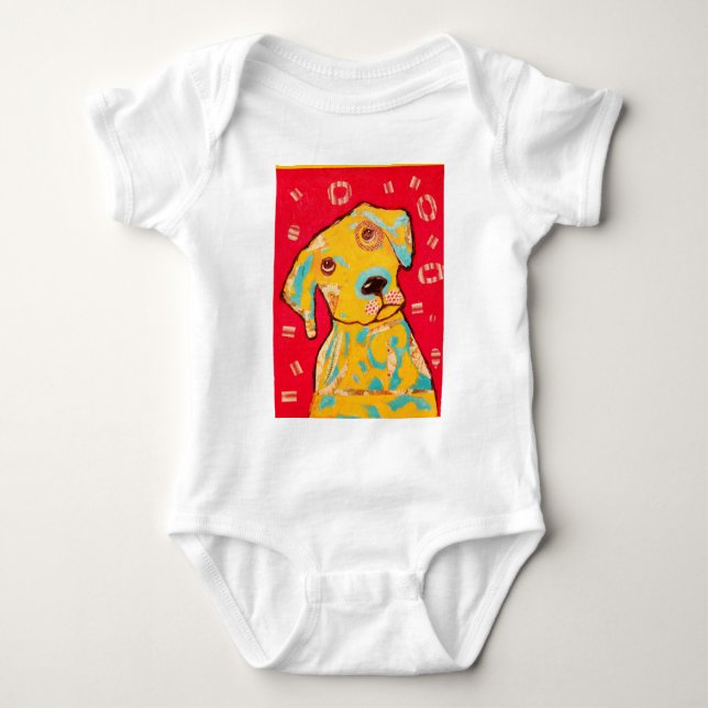 T-shirt Creeper infantil com design curioso do cão (Frente)