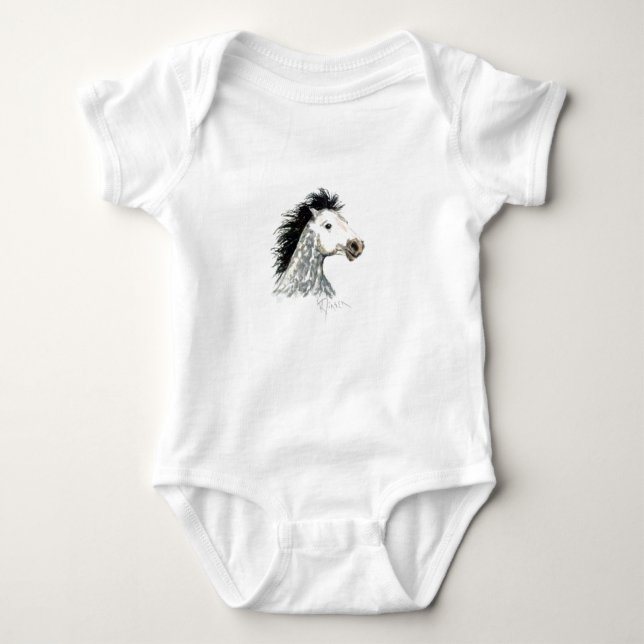 T-shirt Creeper infantil de Onsie do cavalo do mustang (Frente)