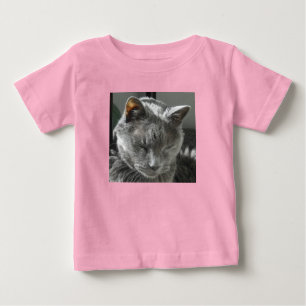 T-shirt Creeper infantil Onsie do gato cinzento