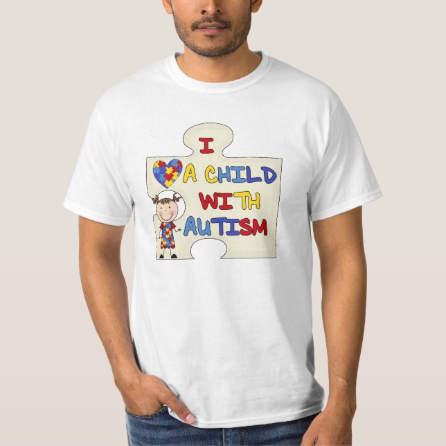 T-shirt Criança com a menina triguenha 2 do autismo (Frente)