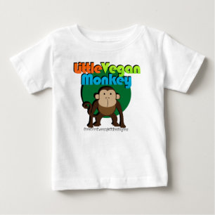 T-shirt Criança pequena do macaco do Vegan/Capa longa da