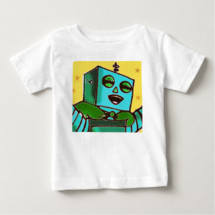 T-Shirt Criança Robô Feliz Amarelo