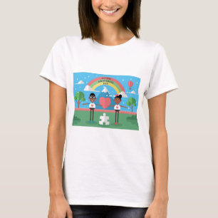T-shirt crianças com consciência de autismo negro