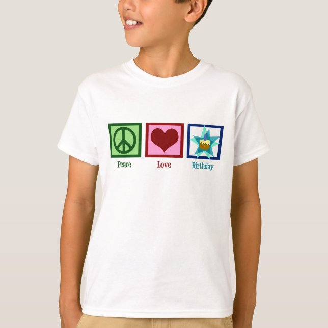 T-shirt Crianças de aniversário do Peace Love (Frente)