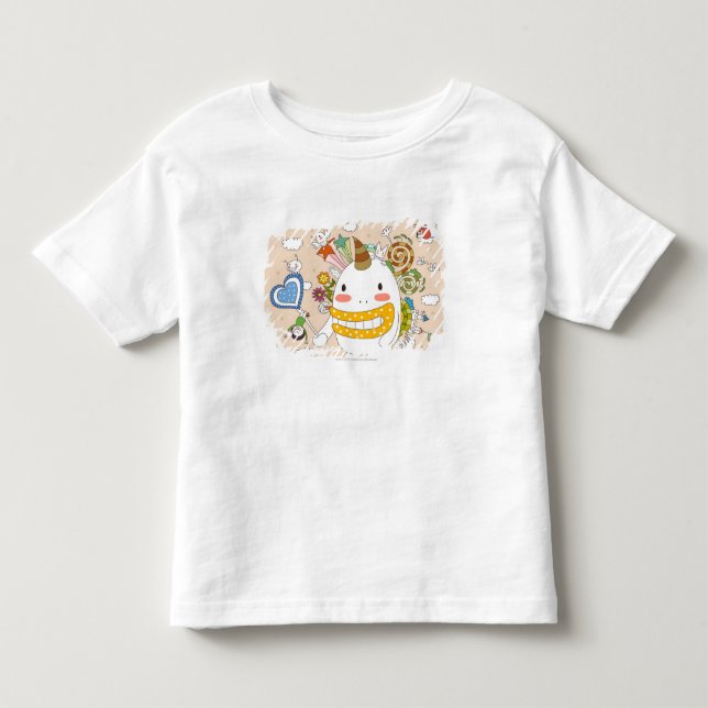 T-shirt Crianças que jogam com monstro (Frente)