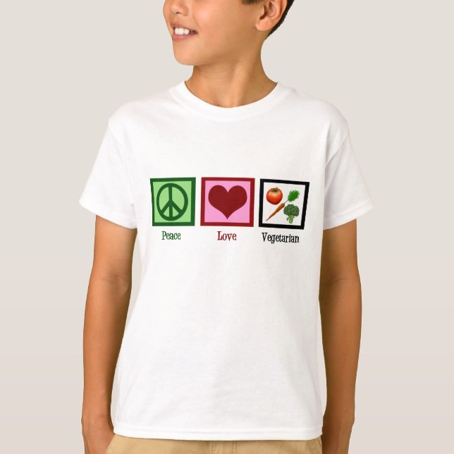 T-shirt Crianças Vegetais do Peace Love (Frente)