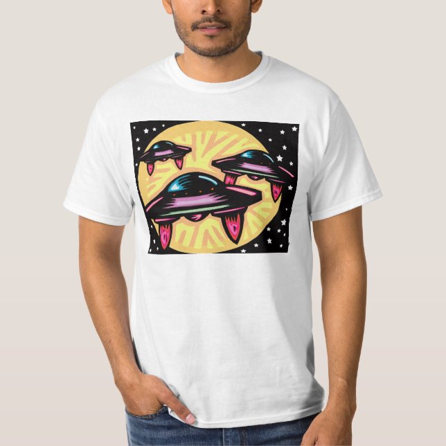 T-shirt criativo do design dos navios de espaço (Frente)