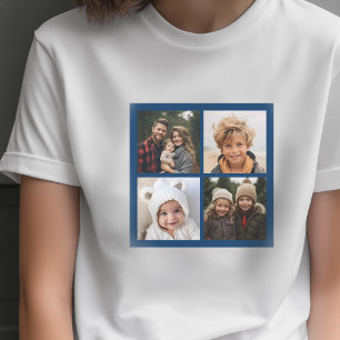 T-shirt Crie Sua Própria Colagem de Fotos - Azul-Marinho 4