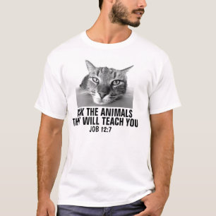 T-shirt cristãos do gato, 12:7 do trabalho