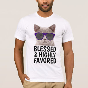 T-shirt cristãos do gato, ABENÇOADOS & FAVORECID