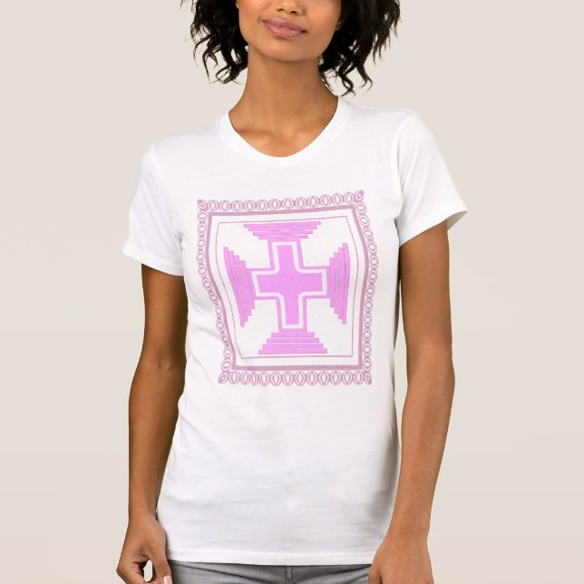T-shirt Cruz com Moldura Rosa (Frente)