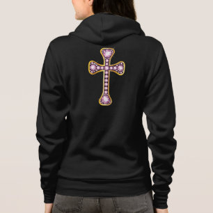 T-shirt Cruz cristã com "as pedras de quartzo cor-de-rosa